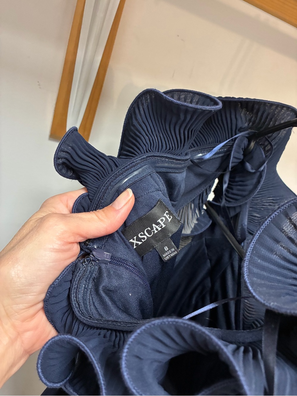 Xscape Navy Ruffled Maxi Gown - Picture 3 of 5